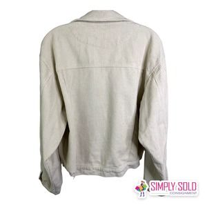 12th Tribe Women Shacket Beige Corduroy Cotton Jacket Button Front Long Sleeve M